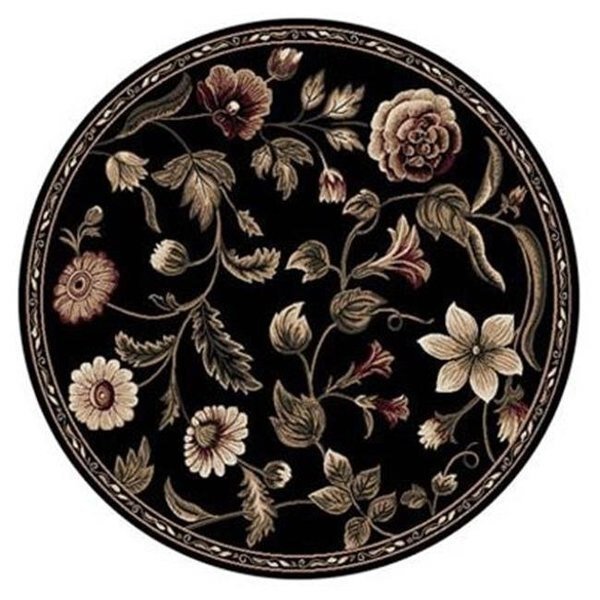 Home Dynamix 769924129128 7 ft. 10 in. Optimum Amell Round Area Floral Rug - Black, Home Dynamix, Mfr#: 769924129128